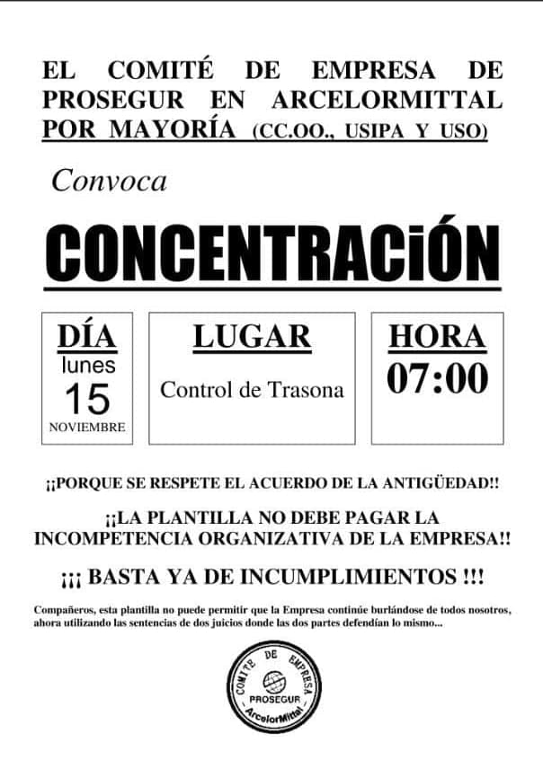 CONCENTRACIÓN ARCELORMITTTAL DIA 15 CONTROL TRASONA 07:00